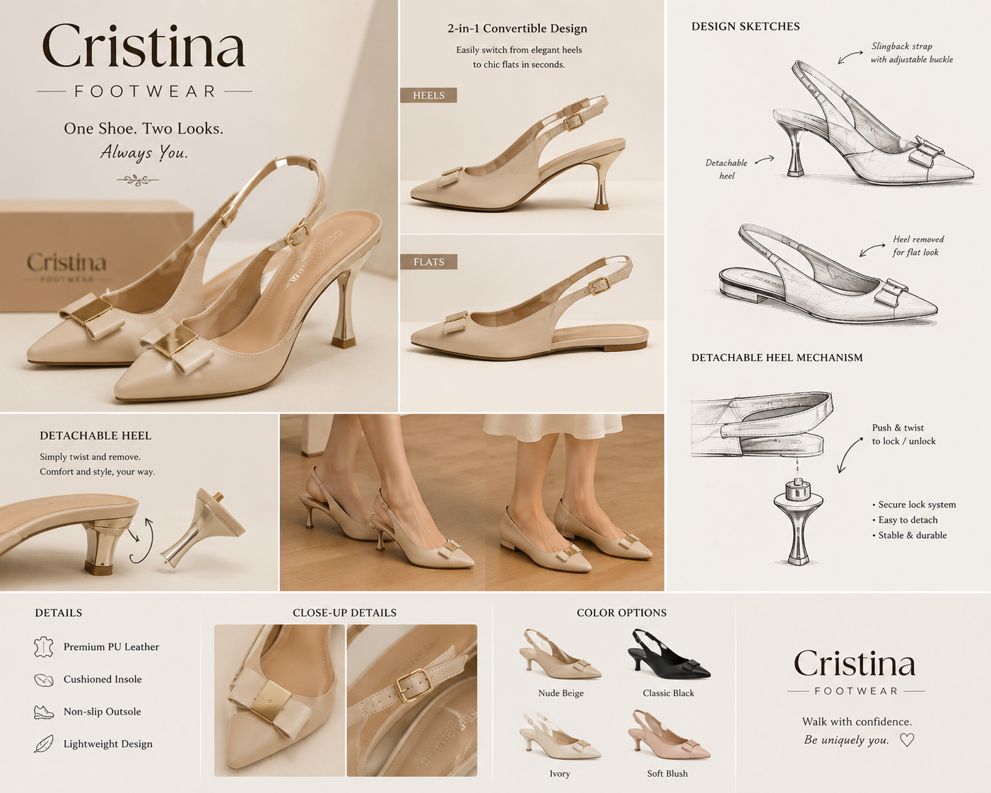 Cristina Footwear™ Convertible Heels